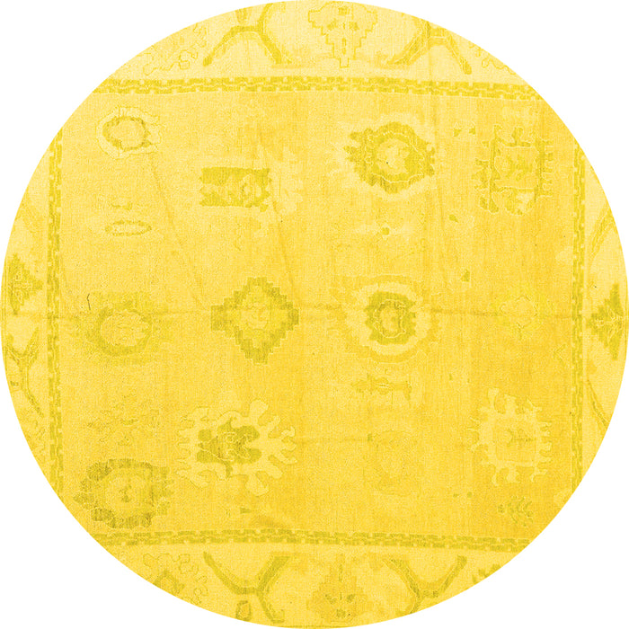 Round Oriental Yellow Traditional Rug, abs4337yw