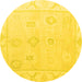 Round Oriental Yellow Traditional Rug, abs4337yw