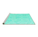 Sideview of Machine Washable Oriental Turquoise Traditional Area Rugs, wshabs4337turq