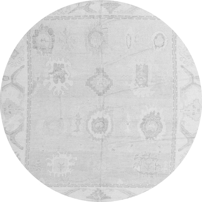 Round Machine Washable Oriental Gray Traditional Rug, wshabs4337gry