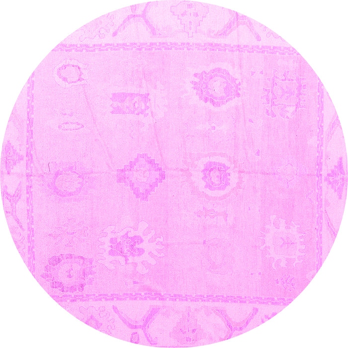 Round Oriental Pink Traditional Rug, abs4337pnk