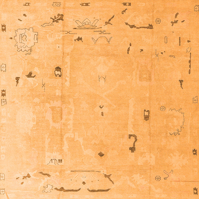 Square Machine Washable Oriental Orange Traditional Area Rugs, wshabs4338org