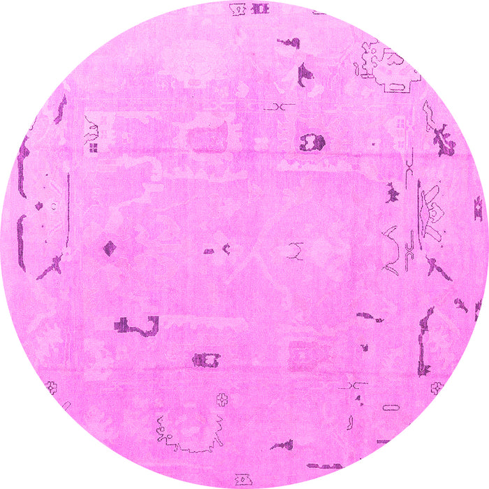 Round Oriental Pink Traditional Rug, abs4338pnk