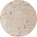 Round Abstract Tan Brown Oriental Rug, abs4338