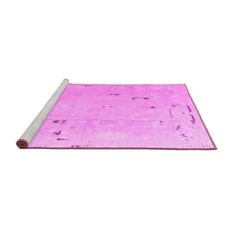 Sideview of Machine Washable Oriental Pink Traditional Rug, wshabs4338pnk