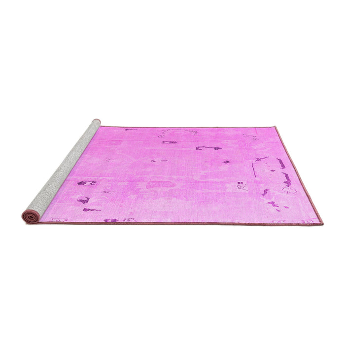 Sideview of Machine Washable Oriental Pink Traditional Rug, wshabs4338pnk
