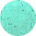 Round Oriental Turquoise Traditional Rug, abs4338turq