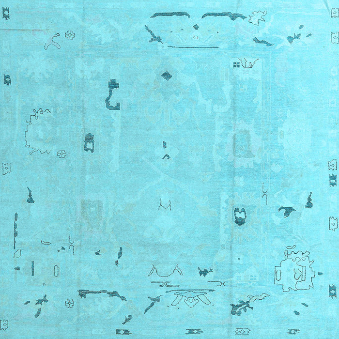 Square Machine Washable Oriental Light Blue Traditional Rug, wshabs4338lblu