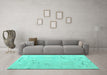 Machine Washable Oriental Turquoise Traditional Area Rugs in a Living Room,, wshabs4338turq