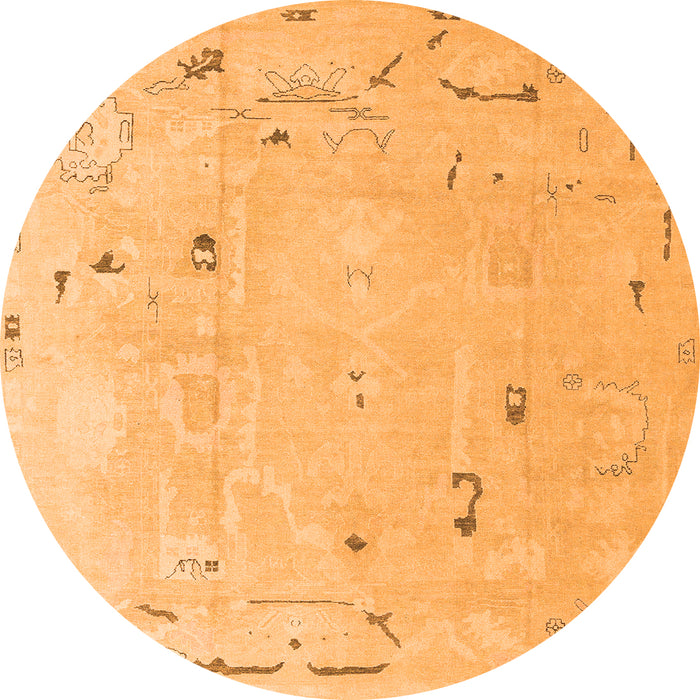 Round Oriental Orange Traditional Rug, abs4338org
