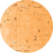 Round Oriental Orange Traditional Rug, abs4338org