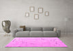 Machine Washable Oriental Pink Traditional Rug in a Living Room, wshabs4338pnk