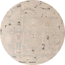 Round Machine Washable Abstract Tan Brown Rug, wshabs4338