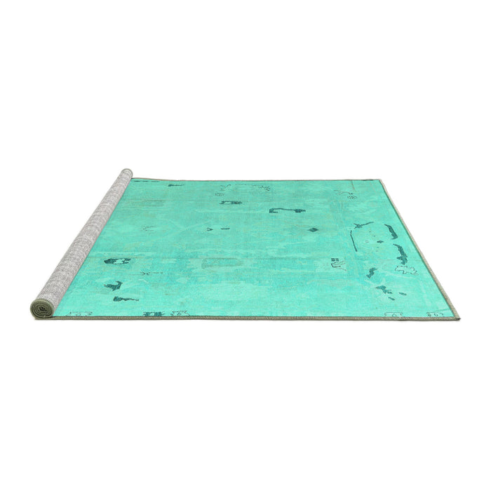 Sideview of Machine Washable Oriental Turquoise Traditional Area Rugs, wshabs4338turq