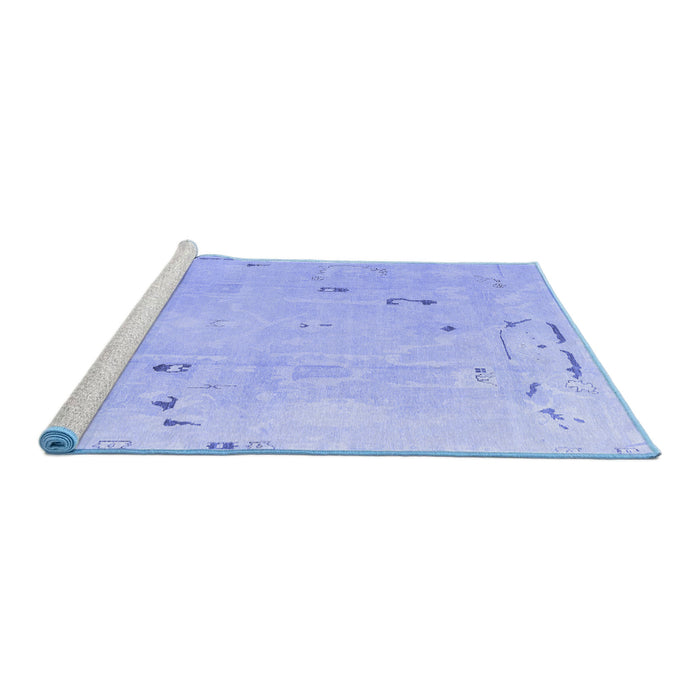 Sideview of Machine Washable Oriental Blue Traditional Rug, wshabs4338blu