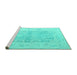 Sideview of Machine Washable Abstract Turquoise Modern Area Rugs, wshabs4339turq