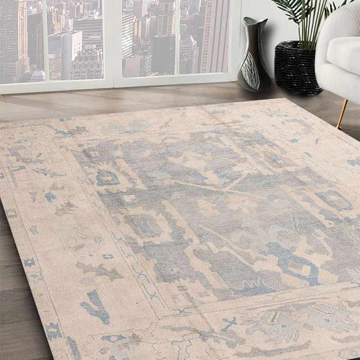 Abstract Tan Brown Modern Rug in Family Room, abs4339