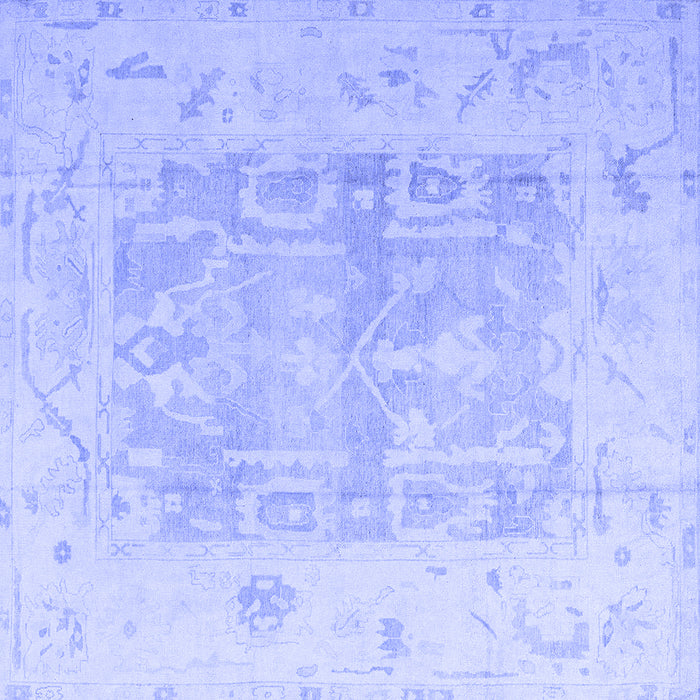 Square Abstract Blue Modern Rug, abs4339blu