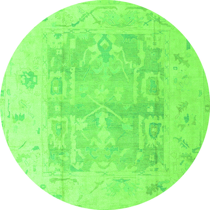 Round Machine Washable Abstract Green Modern Area Rugs, wshabs4339grn