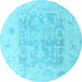 Round Abstract Light Blue Modern Rug, abs4339lblu