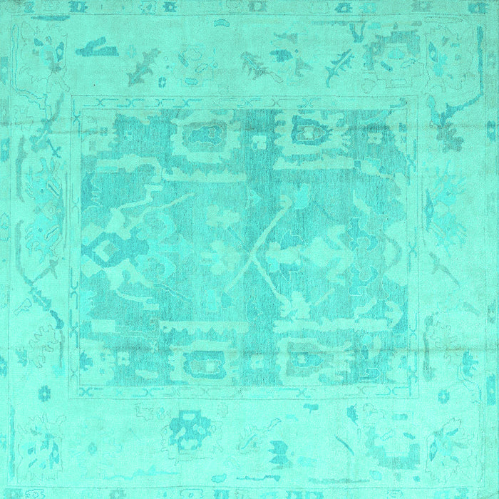 Square Machine Washable Abstract Turquoise Modern Area Rugs, wshabs4339turq