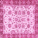 Square Machine Washable Abstract Pink Modern Rug, wshabs433pnk