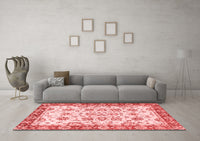 Machine Washable Abstract Red Modern Rug, wshabs433red