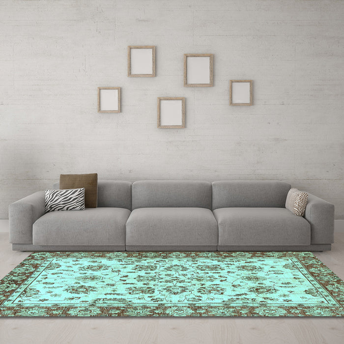Machine Washable Abstract Light Blue Modern Rug in a Living Room, wshabs433lblu