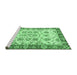 Sideview of Machine Washable Abstract Emerald Green Modern Area Rugs, wshabs433emgrn