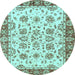 Round Machine Washable Abstract Light Blue Modern Rug, wshabs433lblu