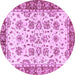 Round Abstract Purple Modern Rug, abs433pur