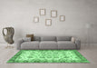 Machine Washable Abstract Emerald Green Modern Area Rugs in a Living Room,, wshabs433emgrn