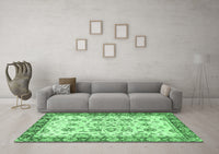 Machine Washable Abstract Emerald Green Modern Rug, wshabs433emgrn