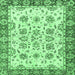 Square Machine Washable Abstract Emerald Green Modern Area Rugs, wshabs433emgrn