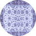 Round Abstract Blue Modern Rug, abs433blu