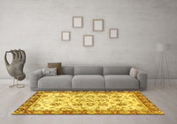 Machine Washable Abstract Yellow Modern Rug, wshabs433yw