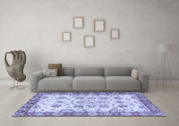 Machine Washable Abstract Blue Modern Rug, wshabs433blu