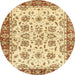 Round Machine Washable Abstract Red Rug, wshabs433