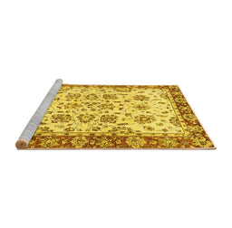 Sideview of Machine Washable Abstract Yellow Modern Rug, wshabs433yw