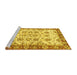 Sideview of Machine Washable Abstract Yellow Modern Rug, wshabs433yw