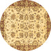 Round Abstract Brown Modern Rug, abs433brn