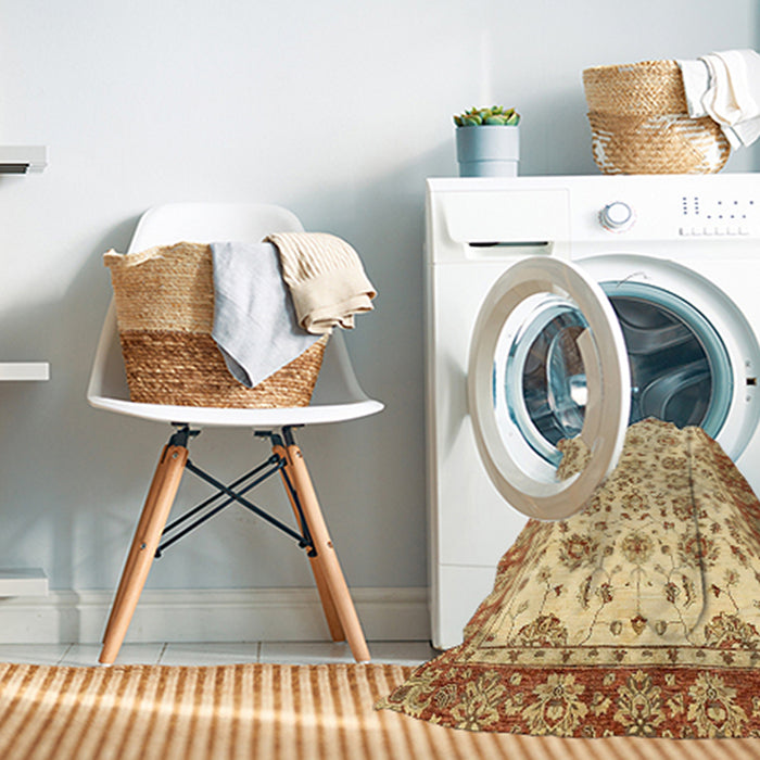 Machine Washable Abstract Red Rug in a Washing Machine, wshabs433