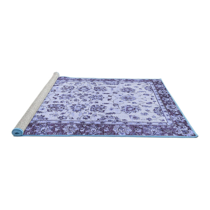 Sideview of Machine Washable Abstract Blue Modern Rug, wshabs433blu
