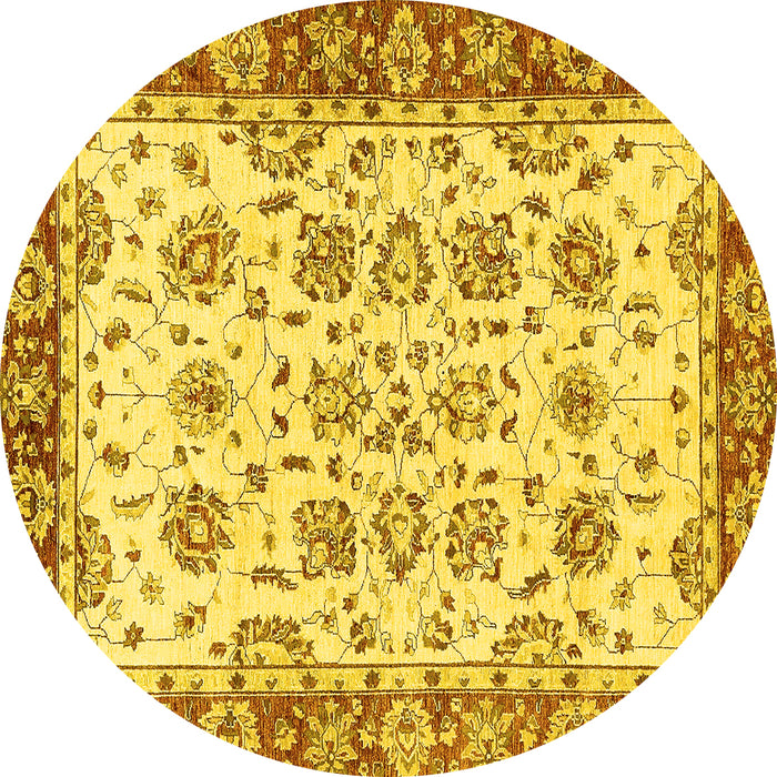 Round Abstract Yellow Modern Rug, abs433yw