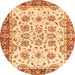 Round Machine Washable Abstract Orange Modern Area Rugs, wshabs433org