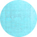 Round Abstract Light Blue Modern Rug, abs4340lblu