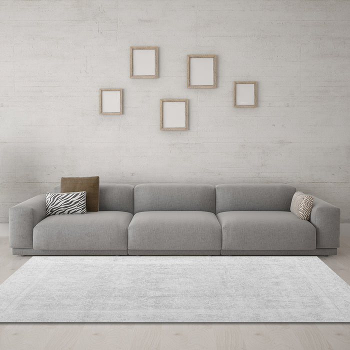 Machine Washable Abstract Gray Modern Rug in a Living Room,, wshabs4340gry