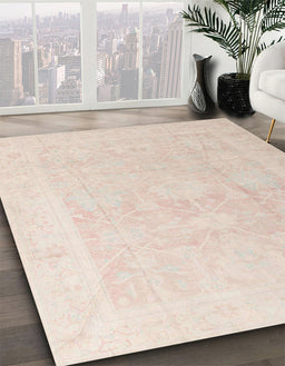 Abstract Wheat Beige Modern Rug in Family Room, abs4340