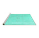 Sideview of Machine Washable Abstract Turquoise Modern Area Rugs, wshabs4340turq