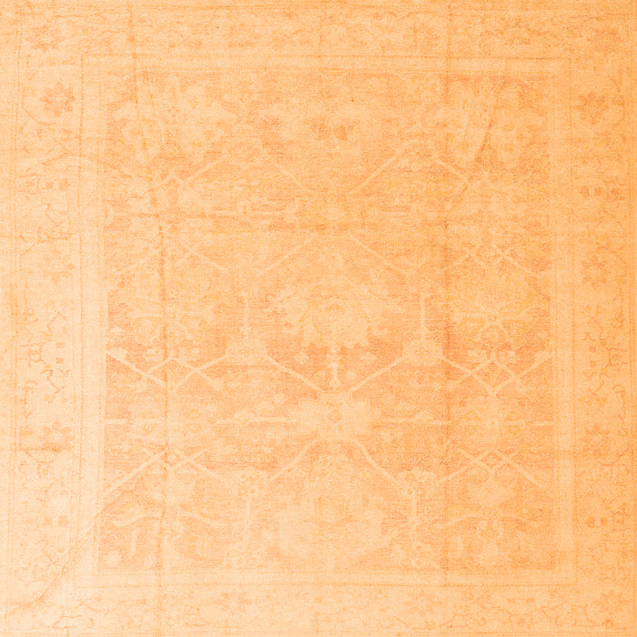 Square Machine Washable Abstract Orange Modern Area Rugs, wshabs4340org